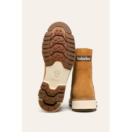 Botki Timberland gładkie z zamkiem skórzane na płaskiej podeszwie