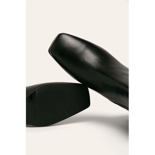 Botki Baldowski eleganckie czarne bez wzorów z zamkiem skórzane na obcasie 