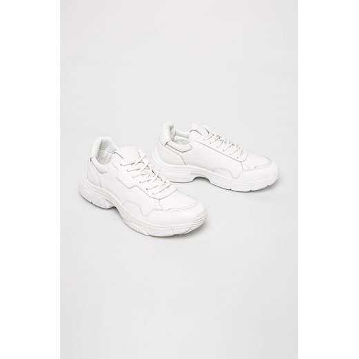 Białe buty sportowe męskie Calvin Klein wiązane ze skóry 