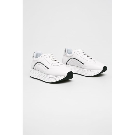 Liu Jo buty sportowe damskie ze skóry białe bez wzorów sznurowane na platformie 