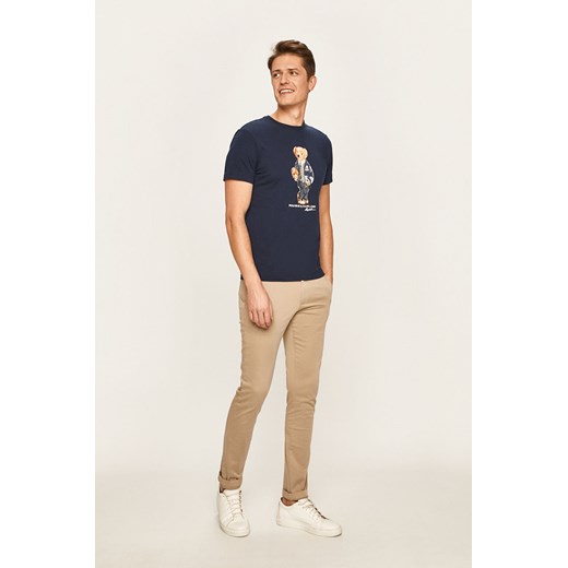 T-shirt męski granatowy Polo Ralph Lauren w stylu młodzieżowym 