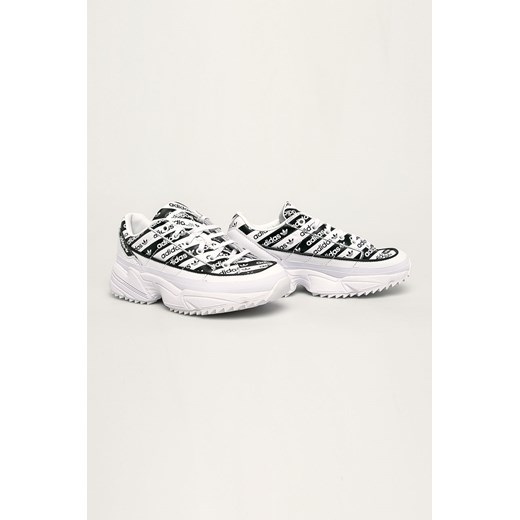 Buty sportowe damskie Adidas Originals białe w nadruki ze skóry ekologicznej na platformie 