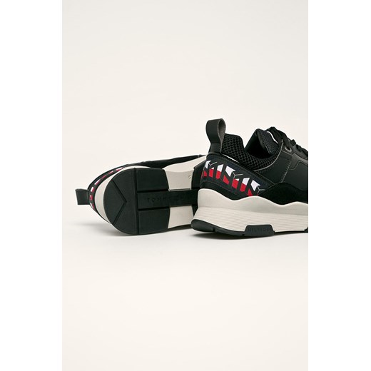 Buty sportowe damskie Tommy Hilfiger bez wzorów sznurowane skórzane na platformie 