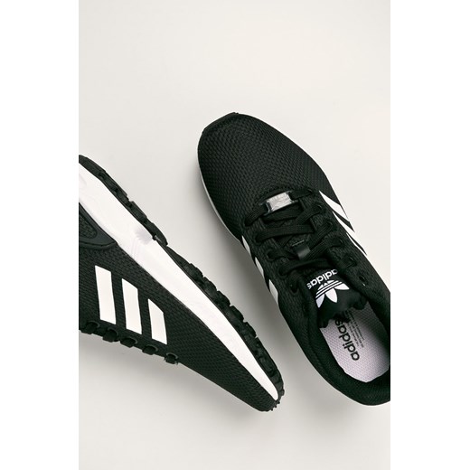 Czarne buty sportowe damskie Adidas Originals zx flux wiązane bez wzorów płaskie 