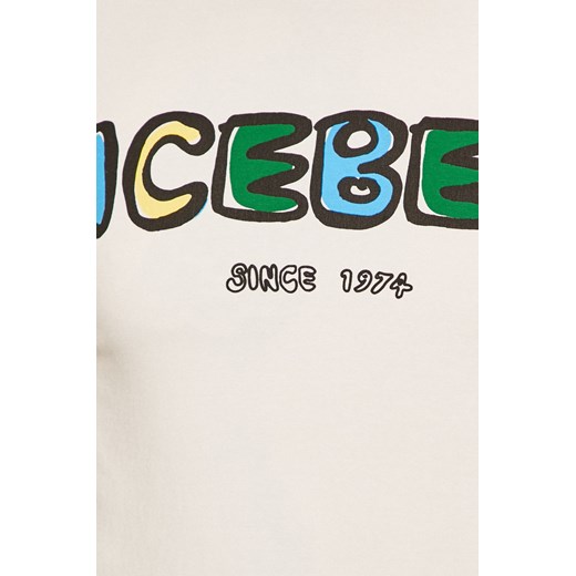 T-shirt męski Iceberg z krótkimi rękawami młodzieżowy wielokolorowy z napisem 