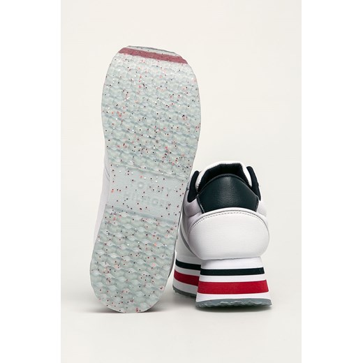 Buty sportowe damskie Tommy Hilfiger białe na platformie gładkie wiązane 