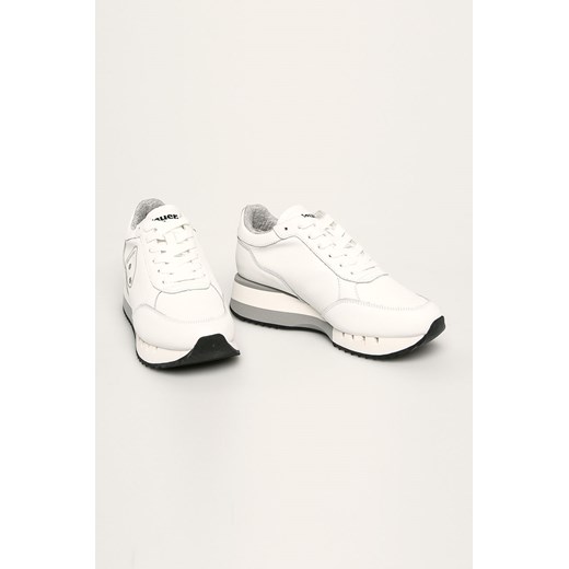 Blauer buty sportowe damskie białe na wiosnę skórzane na platformie 