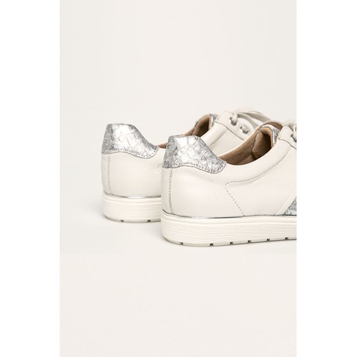 Buty sportowe damskie białe Caprice skórzane na płaskiej podeszwie wiązane 