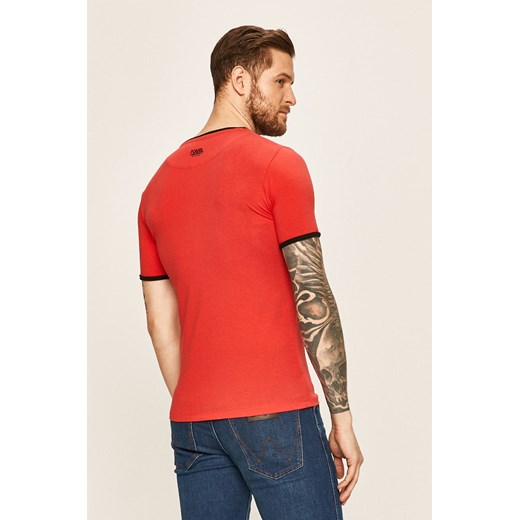 T-shirt męski Karl Lagerfeld z elastanu czerwony z krótkim rękawem 