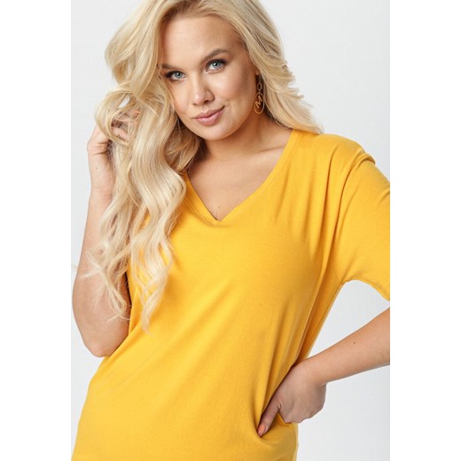 Żółta bluzka damska Born2be gładka casual 