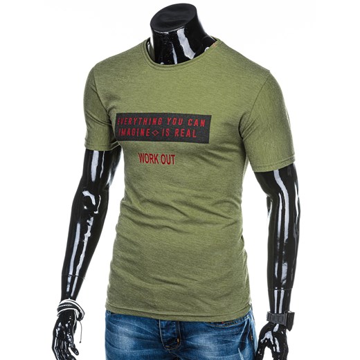 T-shirt męski z nadrukiem 1200S - zielony Edoti.com  XL 