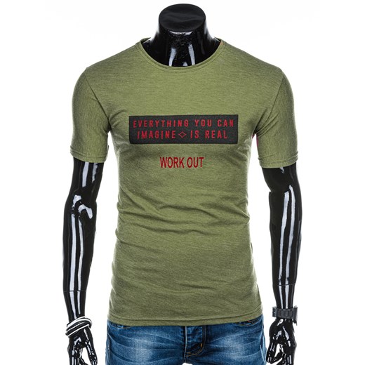 T-shirt męski z nadrukiem 1200S - zielony Edoti.com  M 