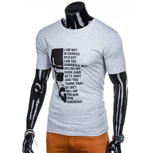 T-shirt męski z nadrukiem 1209S - szary  Edoti.com L 