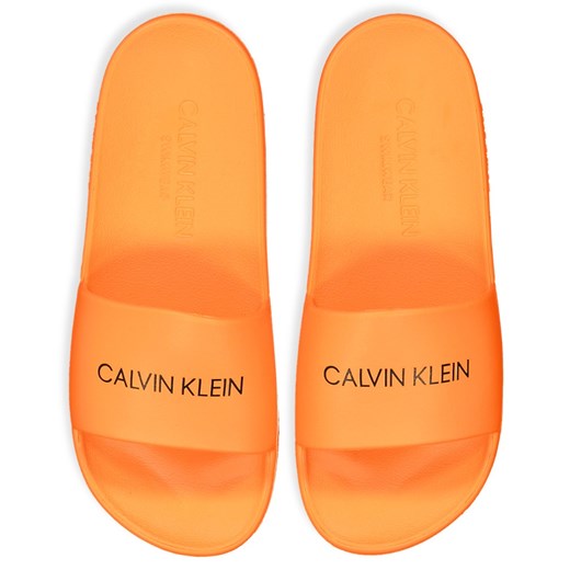 Calvin Klein pomarańczowe klapki Slide