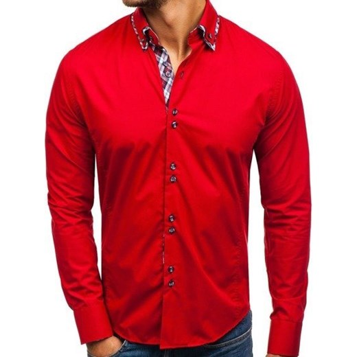 Koszula męska czerwona Denley gładka 
