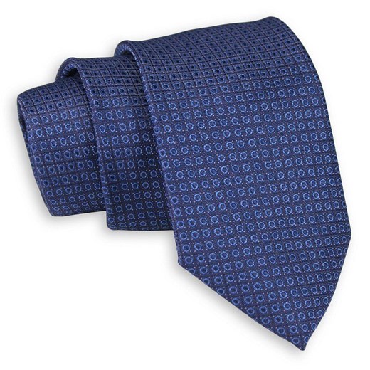 Granatowo-Niebieski Elegancki Krawat -Chattier- 7cm, Męski, w Grochy, Kropki, Kółka KRCHBASIC1133 Chattier   JegoSzafa.pl