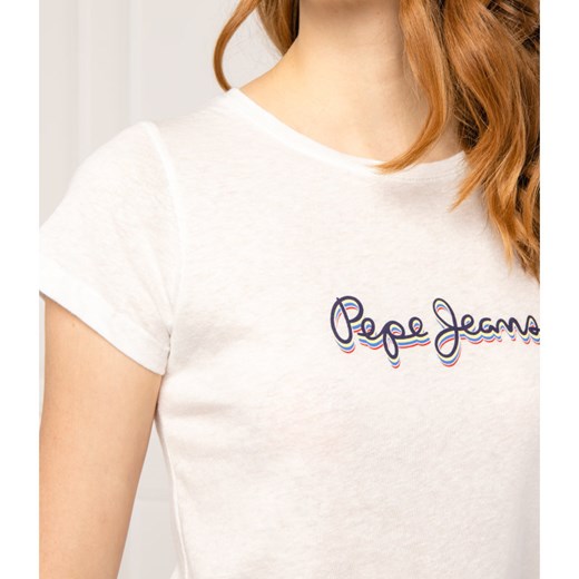 Bluzka damska Pepe Jeans z napisami z okrągłym dekoltem 