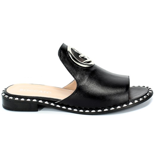 Boccato sandały damskie czarne skórzane bez wzorów 