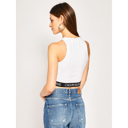 Bluzka damska Calvin Klein bez rękawów z okrągłym dekoltem z napisami 