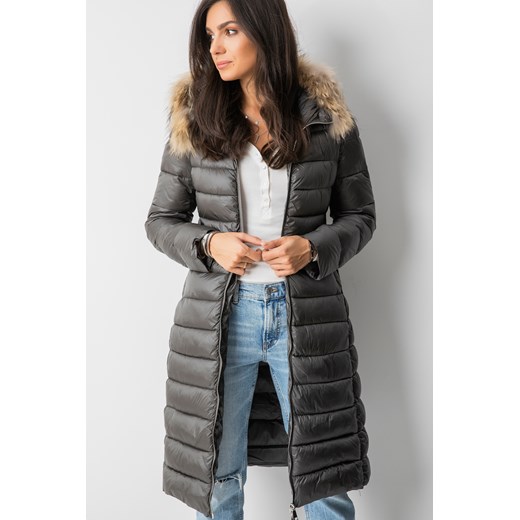 TR767 Płaszcz Puchowy Z Lisem Mokka Fashion Manufacturer M Lorenzo
