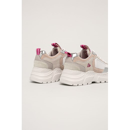 Buty sportowe damskie Skechers wiązane na platformie gładkie skórzane 