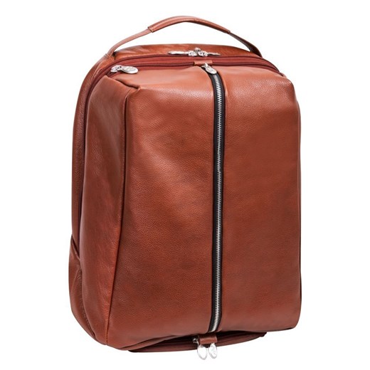 Brązowy plecak skórzany na laptopa 17" podróżny, z miejscem na buty, South Shore