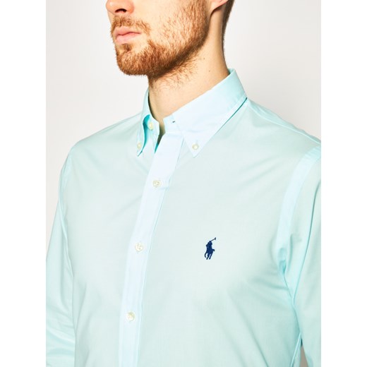 Niebieska koszula męska Ralph Lauren gładka 