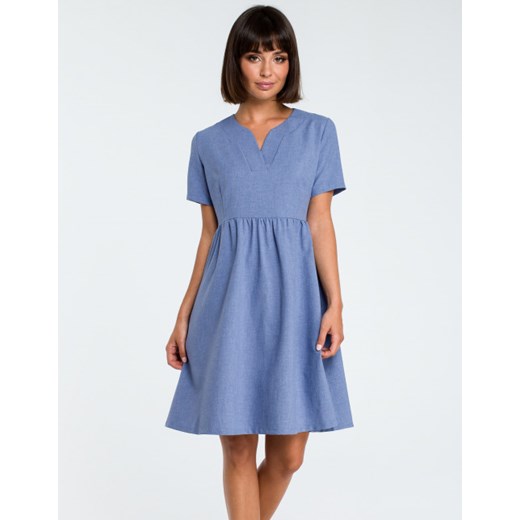 Niebieska sukienka Be bez wzorów z tkaniny 