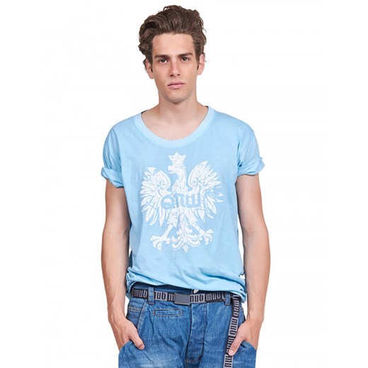 T-shirt męski z orłem jasnoniebieski