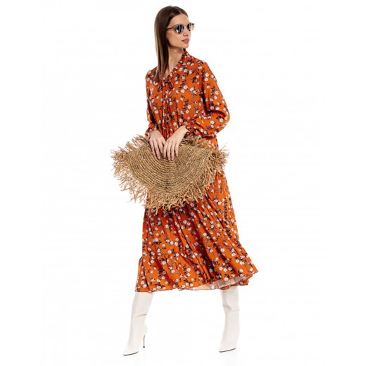 Sukienka M By Maya Palma oversize z żabotem z długimi rękawami maxi na spacer 