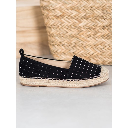 Espadryle damskie CzasNaButy letnie bez zapięcia czarne zamszowe