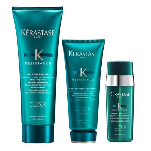 Kérastase Therapiste | Zestaw do włosów bardzo zniszczonych: kąpiel 450ml + odżywka 200ml + serum 30ml  Kérastase  Estyl.pl