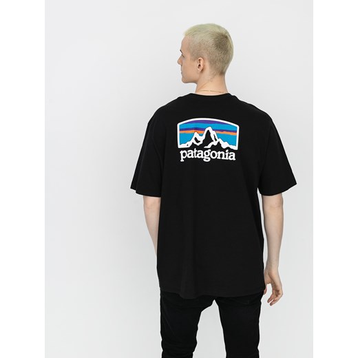 T-shirt męski czarny Patagonia z krótkim rękawem 
