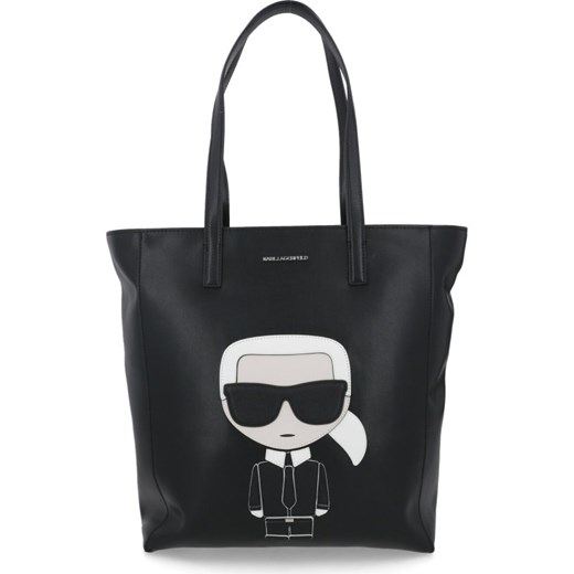 Karl Lagerfeld shopper bag skórzana z nadrukiem 