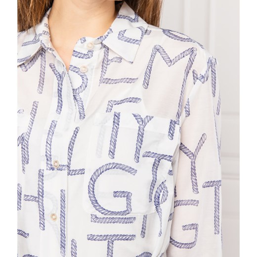 Sukienka biała Tommy Hilfiger jedwabna na lato