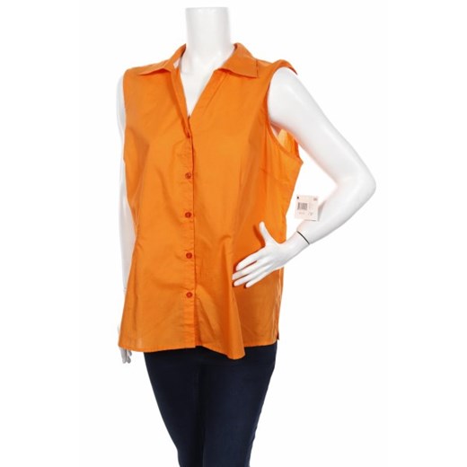 Koszula damska Basic Edition pomarańczowy z kołnierzykiem casual 