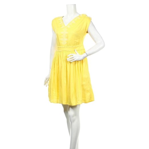 Sukienka Caroll z dekoltem v żółta na urodziny skórzana rozkloszowana 