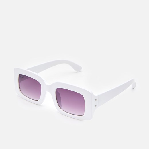 Cropp - Okulary przeciwsłoneczne z grubą oprawą - Biały Cropp  One Size 