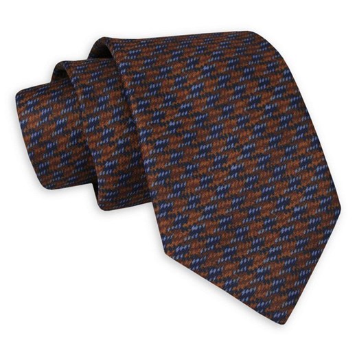 Brązowo-Granatowy Męski Krawat -Chattier- 7,5cm, Klasyczny, Szeroki, Elegancki, w Kratkę KRCH1140 ze sklepu JegoSzafa.pl w kategorii Krawaty - zdjęcie 83585702