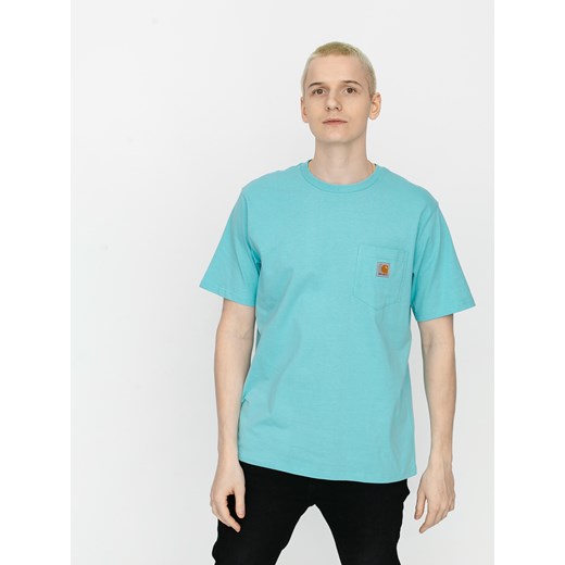 T-shirt męski Carhartt Wip niebieski bez wzorów 