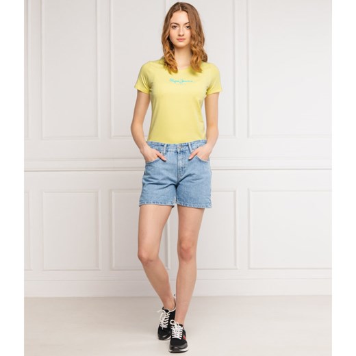 Pepe Jeans bluzka damska żółta z krótkim rękawem 