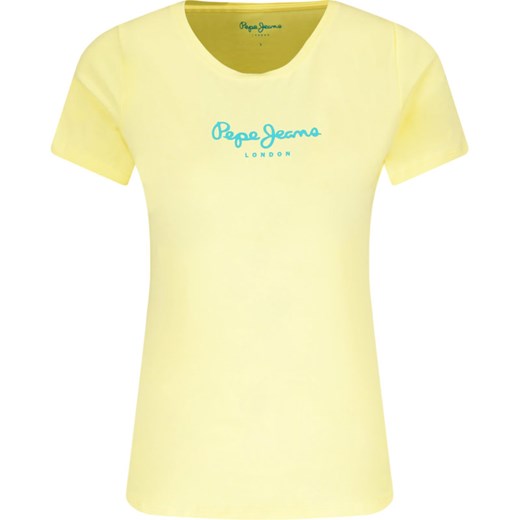 Pepe Jeans bluzka damska żółta z krótkim rękawem na wiosnę 