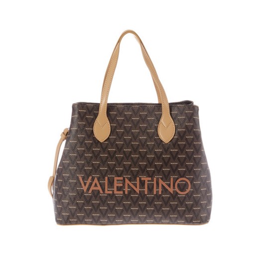 Shopper bag Valentino By Mario mieszcząca a7 brązowa z nadrukiem 