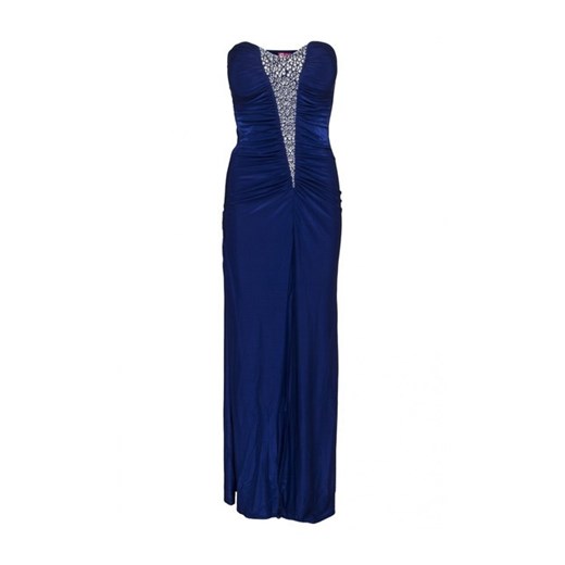Sukienka niebieska z aplikacją gorsetowa elegancka maxi na sylwestra 
