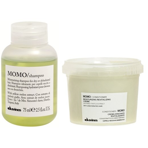 Davines MOMO | Minizestaw nawilżający do włosów: szampon 75ml + odżywka 75ml