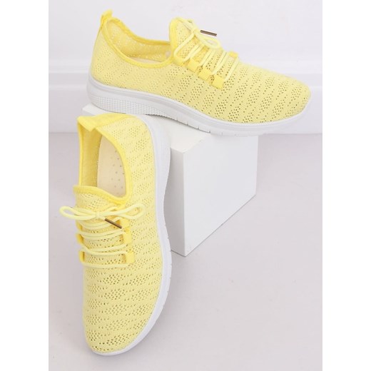 Buty sportowe damskie żółte z tkaniny 