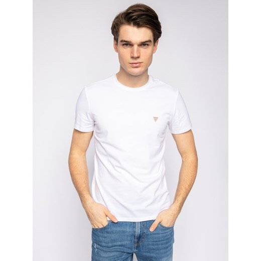 T-shirt męski Guess bez wzorów biały z krótkim rękawem 