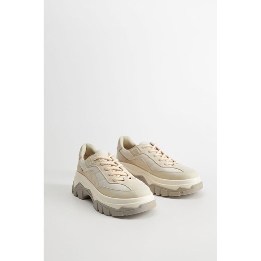 Sneakersy damskie Mango skórzane wiązane