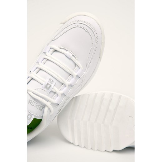 Białe buty sportowe damskie BIG STAR sznurowane na platformie ze skóry ekologicznej bez wzorów 