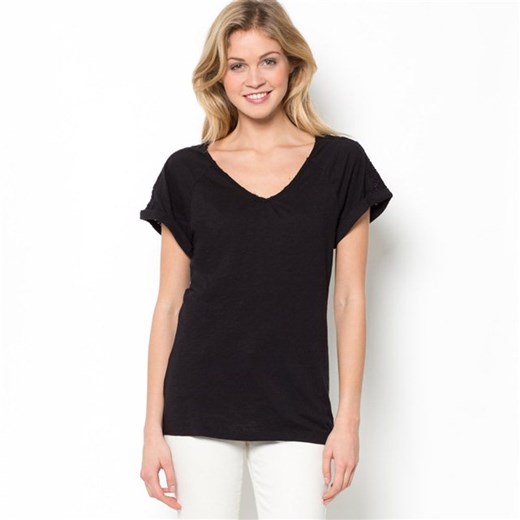 T-shirt z krótkim rękawem, bawełna organiczna la-redoute-pl czarny bawełniane